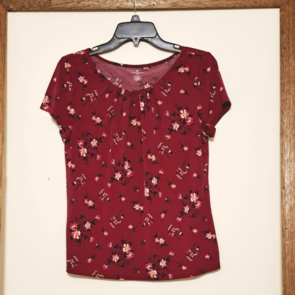 Worthington Short-Sleeve Blouse, Petite Medium, LIKE NEW!